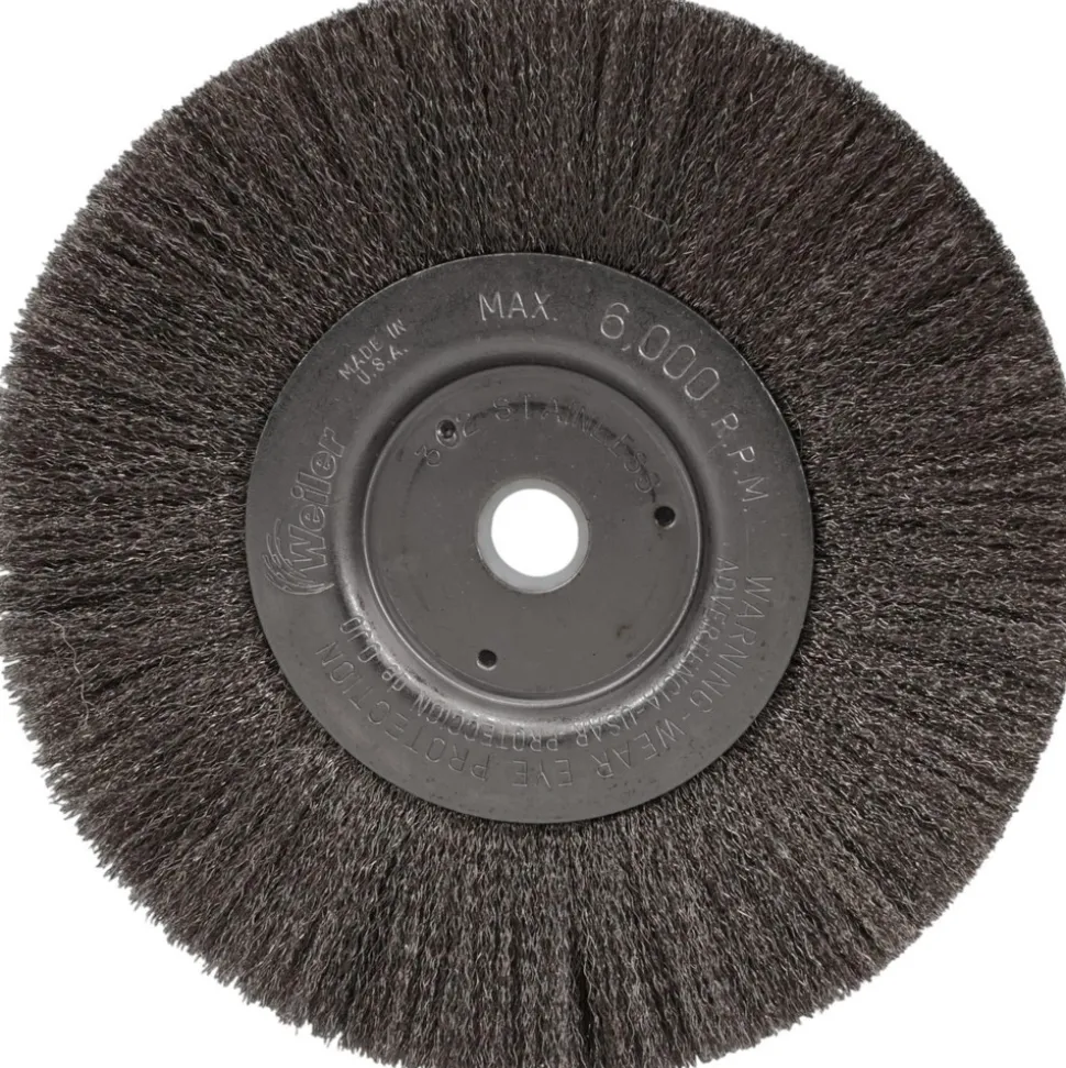 Wheel Brush: 6" Wheel Dia, 3/4" Face Width, 0.0060" Wire Dia, Crimped
