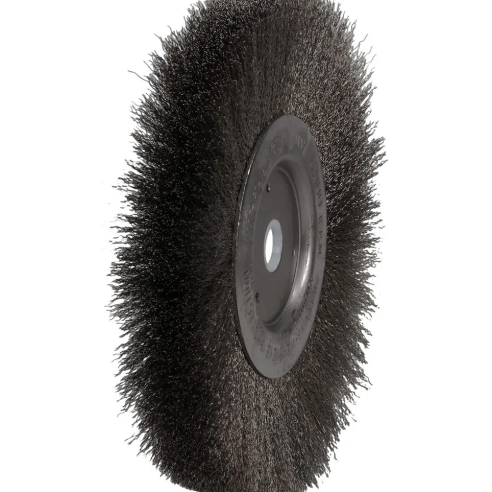 Wheel Brush: 6" Wheel Dia, 3/4" Face Width, 0.0060" Wire Dia, Crimped