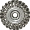 Wheel Brush: 4" Wheel Dia, 1/2" Face Width, 0.0200" Wire Dia, Knotted