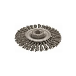 Wheel Brush: 4" Wheel Dia, 3/16" Face Width, 0.0200" Wire Dia, Knotted