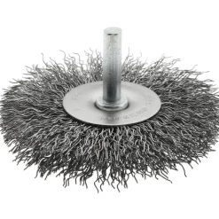Wheel Brush: 3" Wheel Dia, 1/4" Face Width, 0.0140" Wire Dia, Crimped