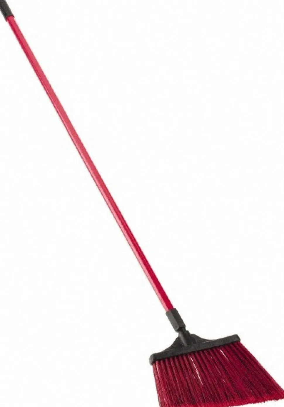 13" Wide, Red Synthetic Bristles, 48" Fiberglass Handle, Angled Broom