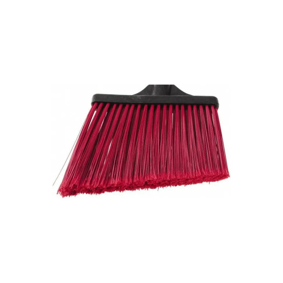 13" Wide, Red Synthetic Bristles, 48" Fiberglass Handle, Angled Broom