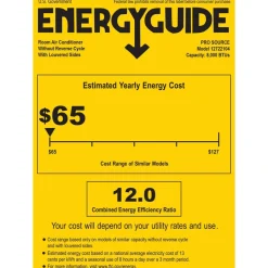 Window (Cooling Only) Air Conditioner: 8000 BTU, 115V, 5.9A