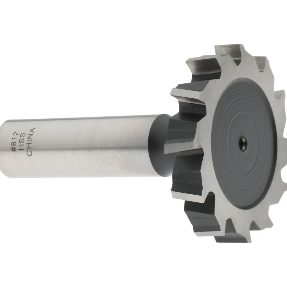 Woodruff Keyseat Cutter: 1-1/2" Cut Dia, 1/4" Cut Width, 1/2" Shank Dia, Staggered Tooth