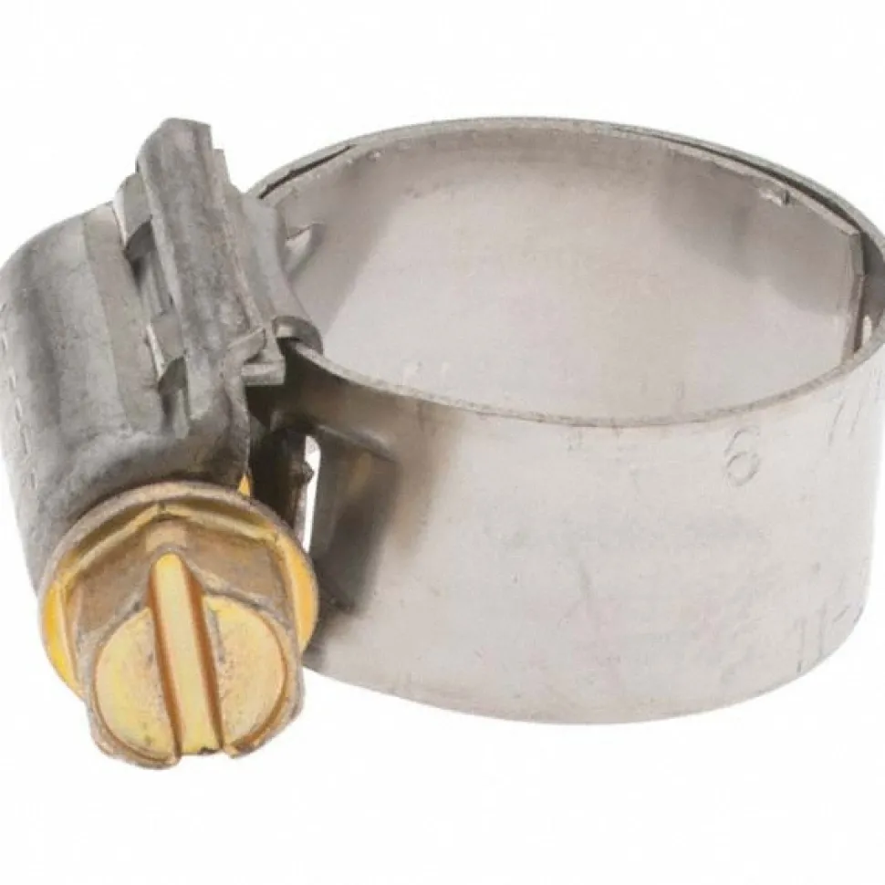 Worm Gear Clamp: Protection Liner Worm Drive, SAE 6, 7/16 to 25/32" Dia, Stainless Steel Band