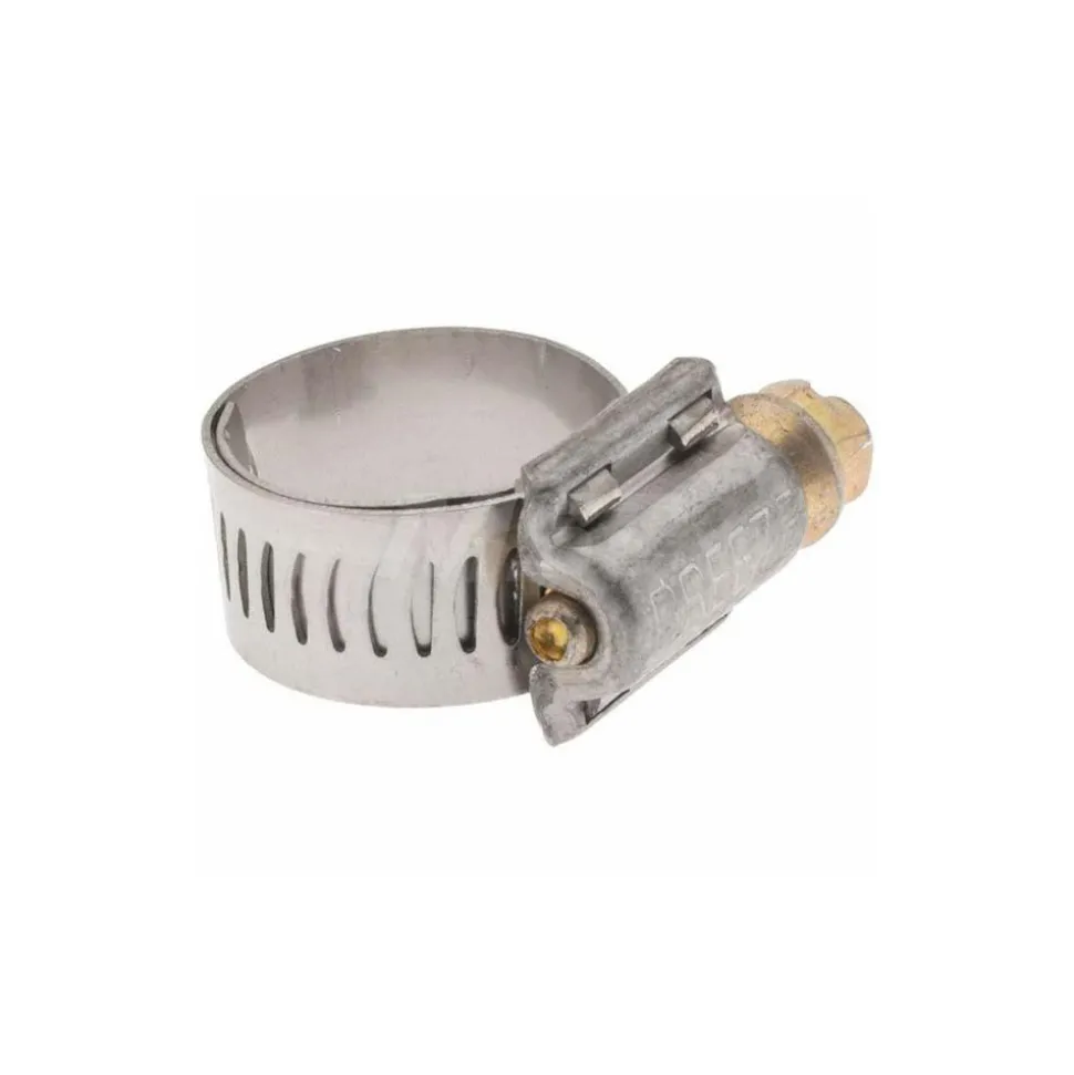 Worm Gear Clamp: Protection Liner Worm Drive, SAE 6, 7/16 to 25/32" Dia, Stainless Steel Band