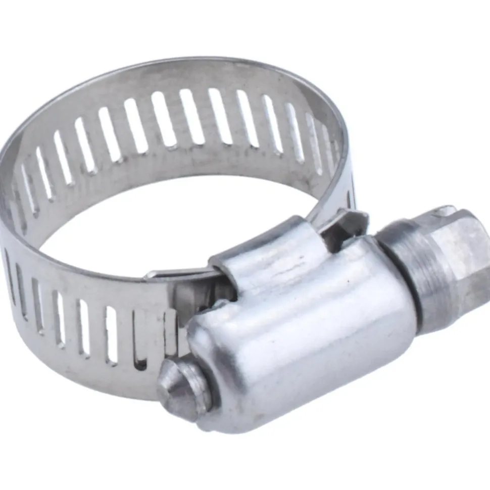 Worm Gear Clamp: Worm Drive, SAE 10, 1/2 to 1-1/16" Dia, Stainless Steel Band
