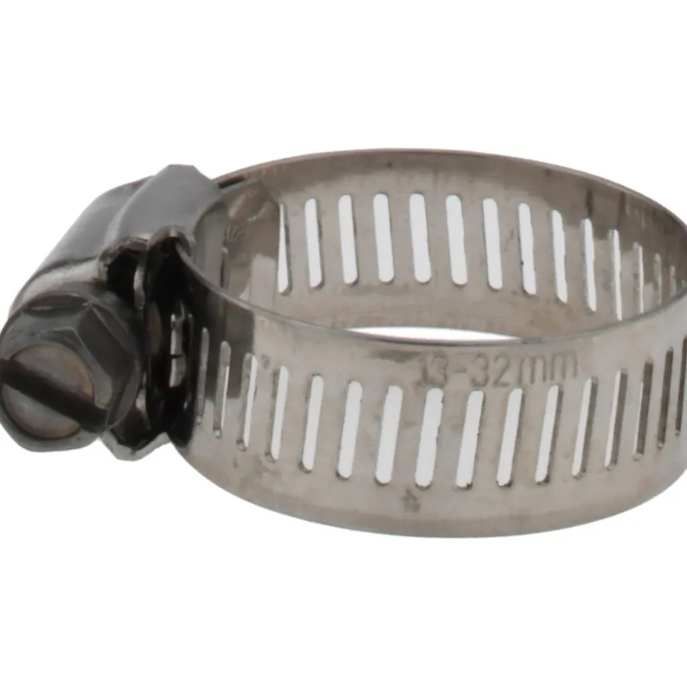 Worm Gear Clamp: Worm Drive, SAE 12, 1/2 to 1-1/4" Dia, Stainless Steel Band