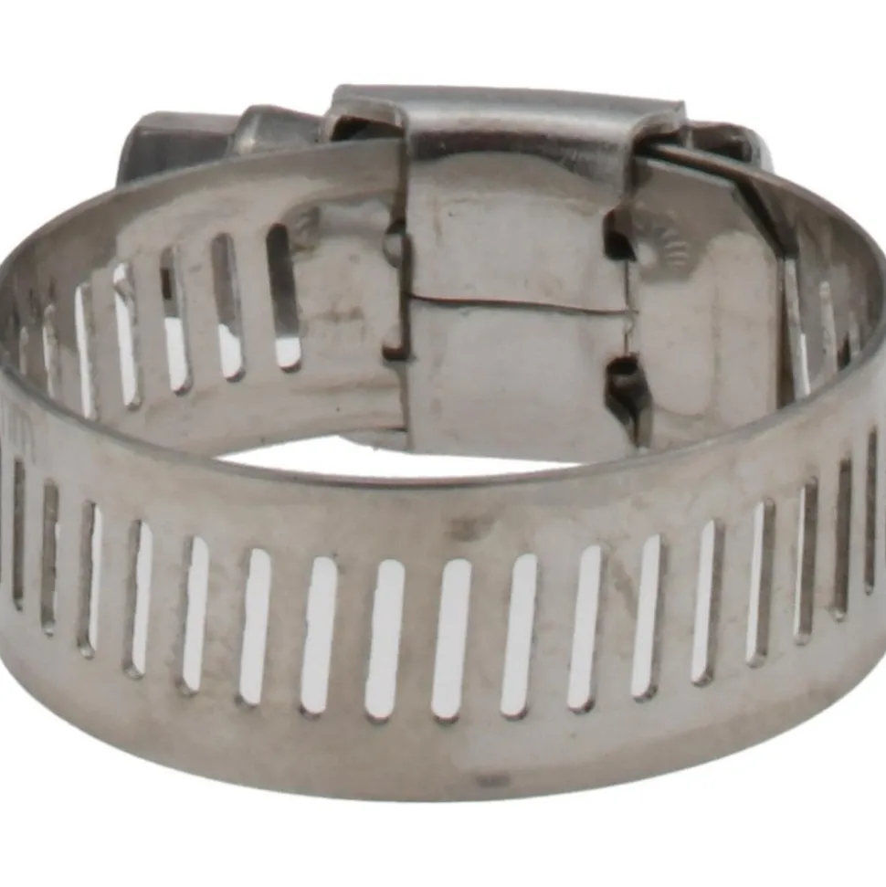 Worm Gear Clamp: Worm Drive, SAE 12, 1/2 to 1-1/4" Dia, Stainless Steel Band