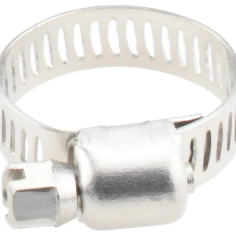 Worm Gear Clamp: Worm Drive, SAE 6, 5/16 to 7/8" Dia, Stainless Steel Band