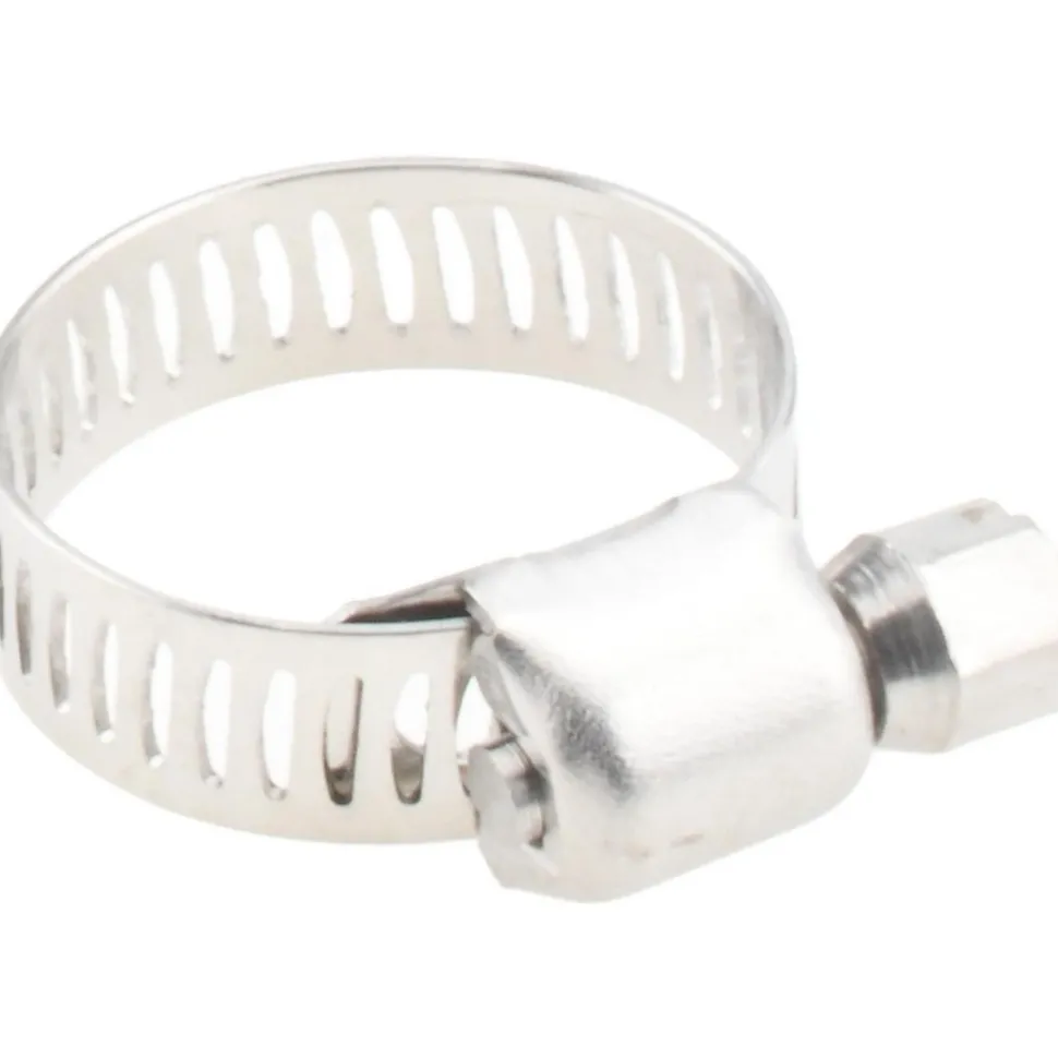 Worm Gear Clamp: Worm Drive, SAE 6, 5/16 to 7/8" Dia, Stainless Steel Band