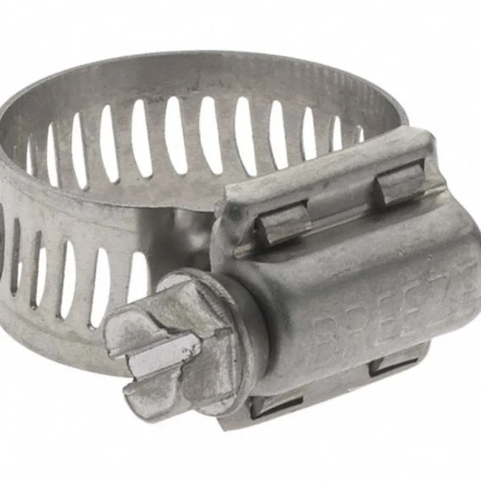 Worm Gear Clamp: Worm Drive, SAE 10, 9/16 to 1-1/16" Dia, Stainless Steel Band