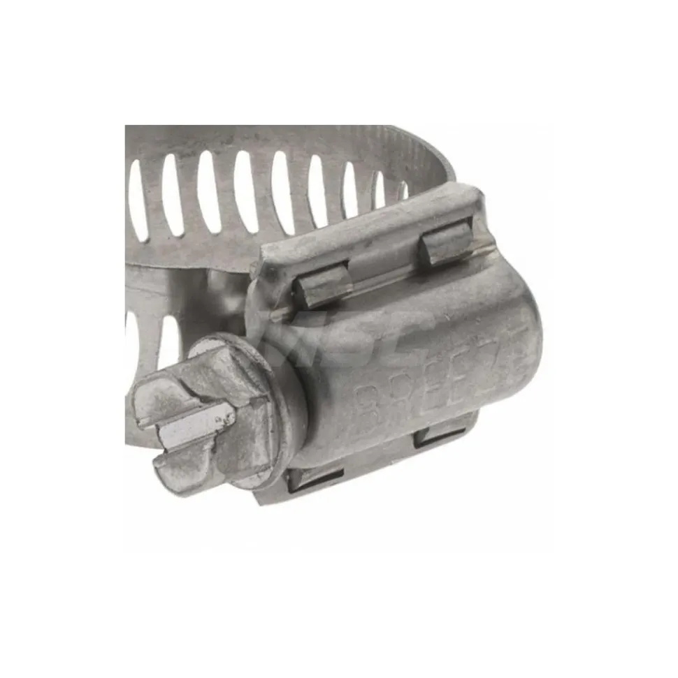 Worm Gear Clamp: Worm Drive, SAE 10, 9/16 to 1-1/16" Dia, Stainless Steel Band
