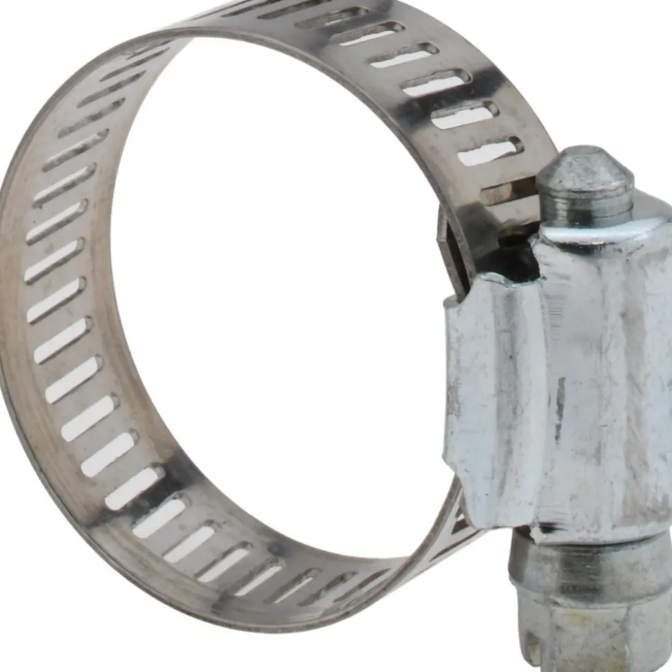 Worm Gear Clamp: Worm Drive, SAE 12, 1/2 to 1-1/4" Dia, Stainless Steel & Carbon Steel Band