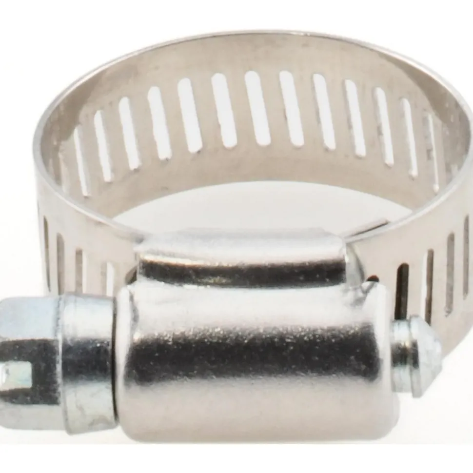Worm Gear Clamp: Worm Drive, SAE 10, 9/16 to 1-1/16" Dia, Stainless Steel Band