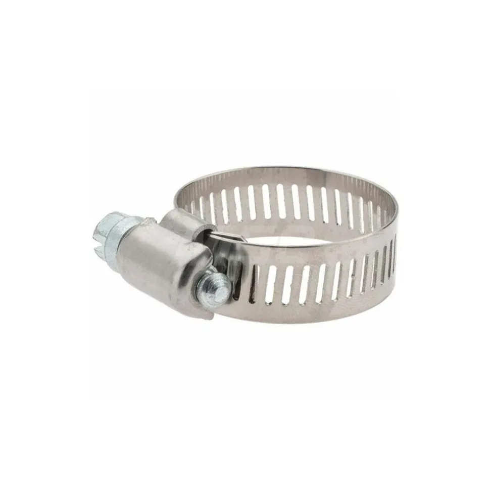Worm Gear Clamp: Worm Drive, SAE 12, 11/16 to 1-1/4" Dia, Stainless Steel Band