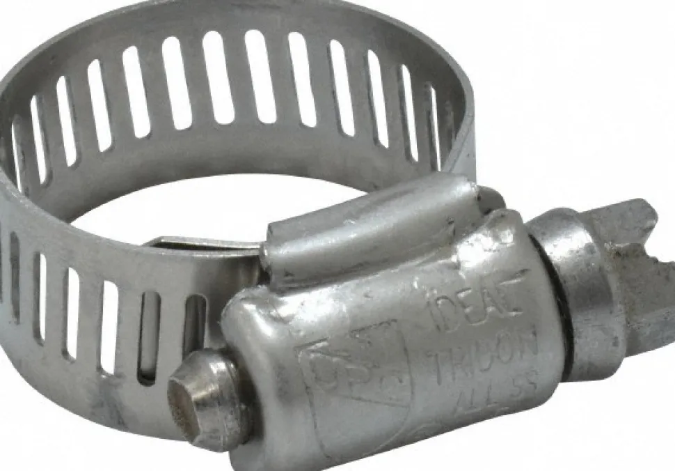 Worm Gear Clamp: Worm Drive, SAE 10, 9/16 to 1-1/16" Dia, Stainless Steel Band