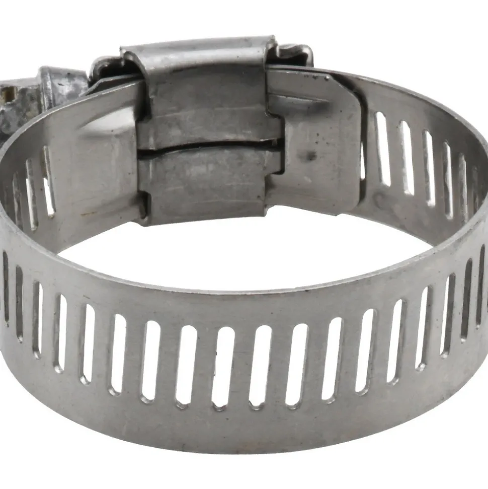 Worm Gear Clamp: Worm Drive, SAE 16, 11/16 to 1-1/2" Dia, Stainless Steel Band