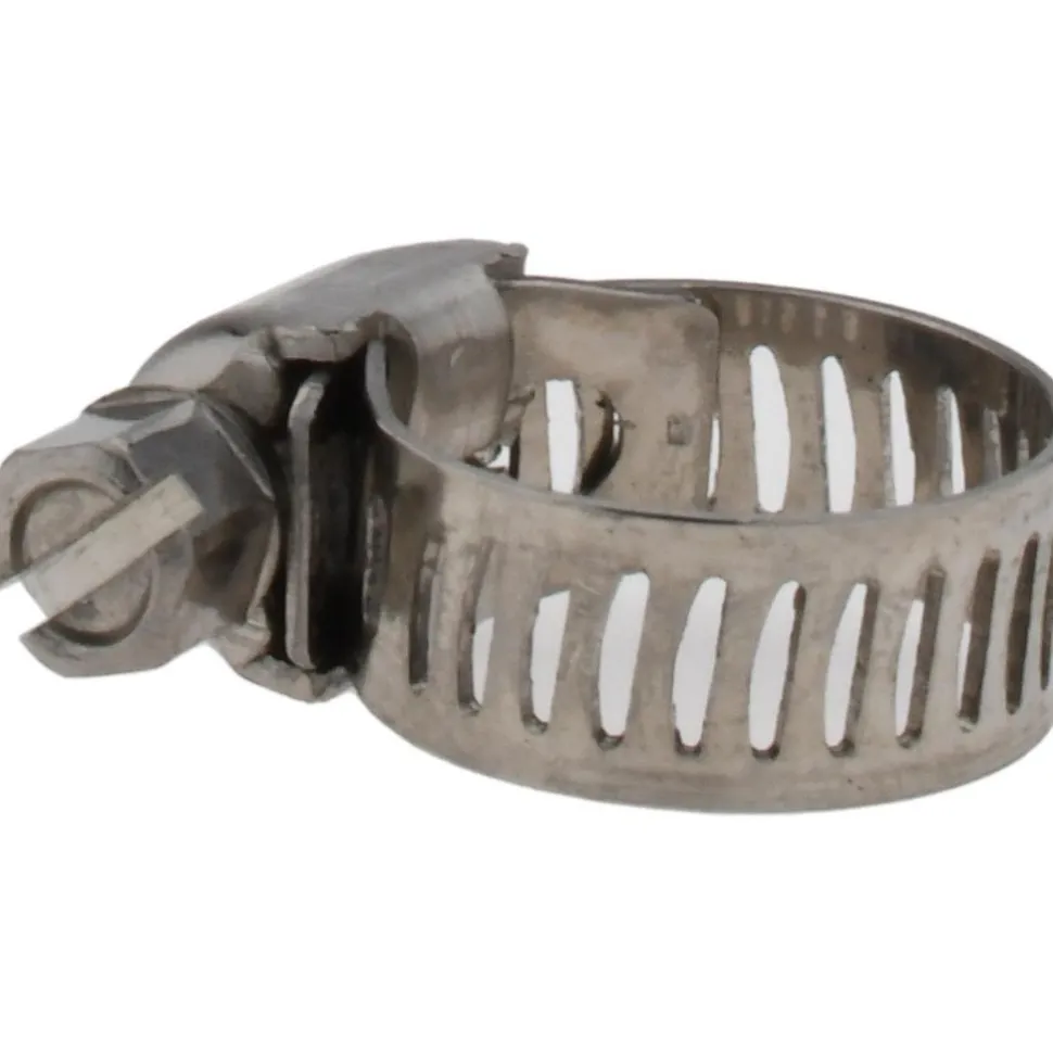 Worm Gear Clamp: Worm Drive, SAE 4, 1/4 to 5/8" Dia, Stainless Steel Band