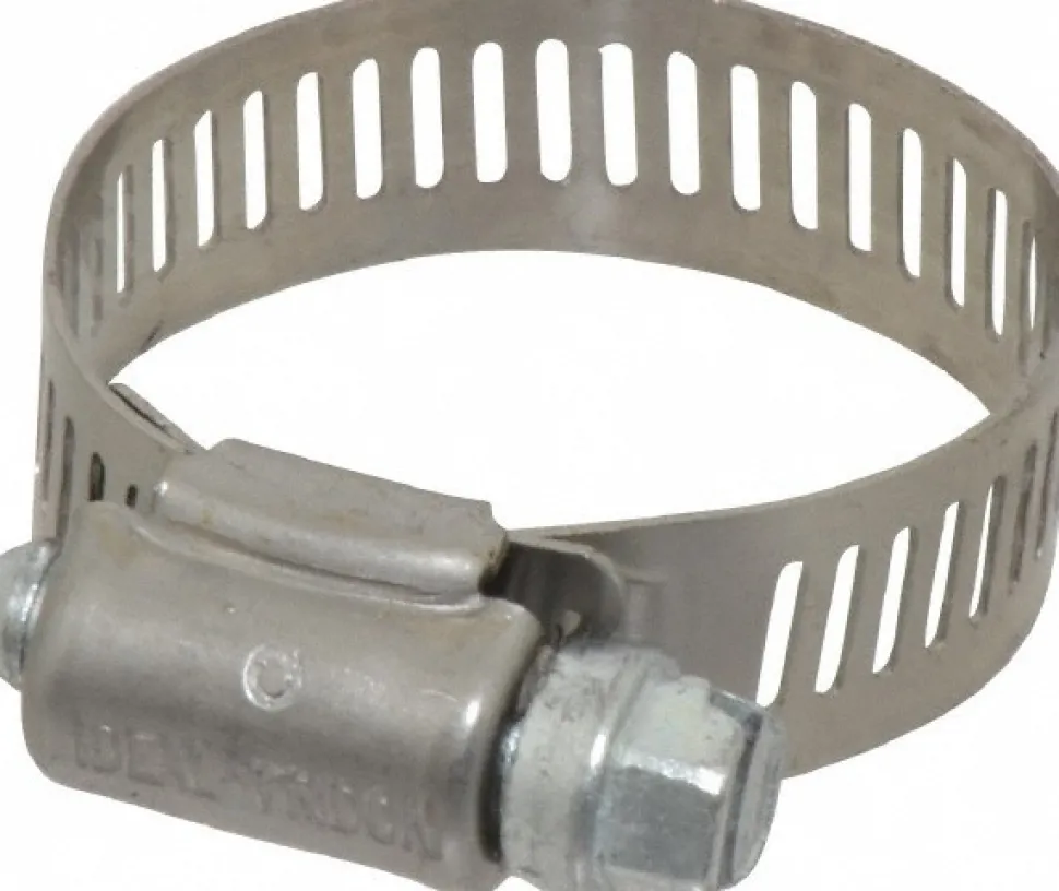 Worm Gear Clamp: Worm Drive, SAE 16, 11/16 to 1-1/2" Dia, Stainless Steel Band