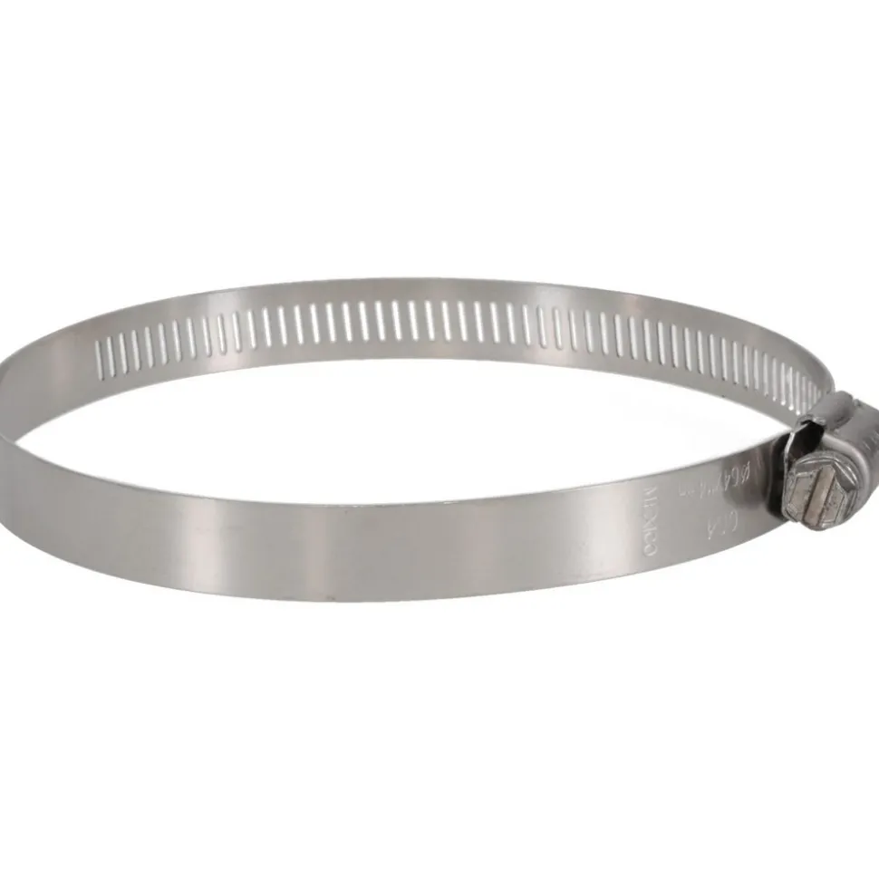 Worm Gear Clamp: Worm Drive, SAE 64, 2-1/2 to 4-1/2" Dia, Stainless Steel Band