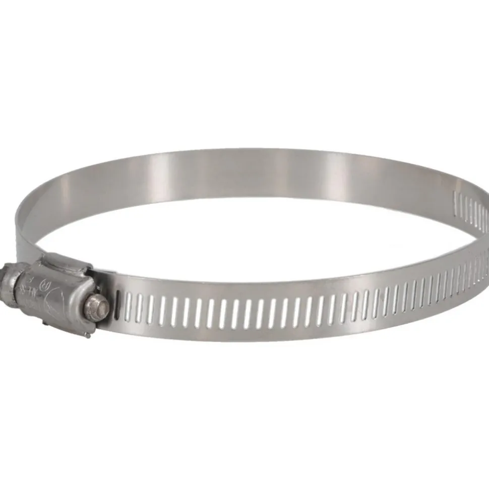 Worm Gear Clamp: Worm Drive, SAE 64, 2-1/2 to 4-1/2" Dia, Stainless Steel Band