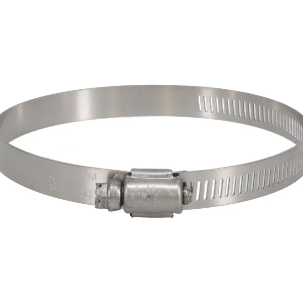 Worm Gear Clamp: Worm Drive, SAE 64, 2-1/2 to 4-1/2" Dia, Stainless Steel Band