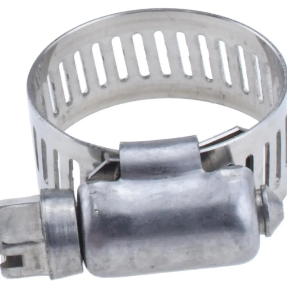 Worm Gear Clamp: Worm Drive, SAE 6, 3/8 to 7/8" Dia, Stainless Steel Band
