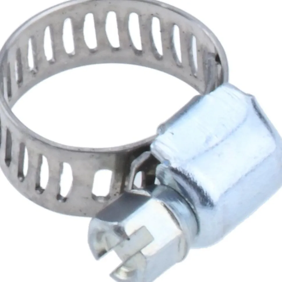 Worm Gear Clamp: Worm Drive, SAE 4, 1/4 to 5/8" Dia, Stainless Steel & Carbon Steel Band