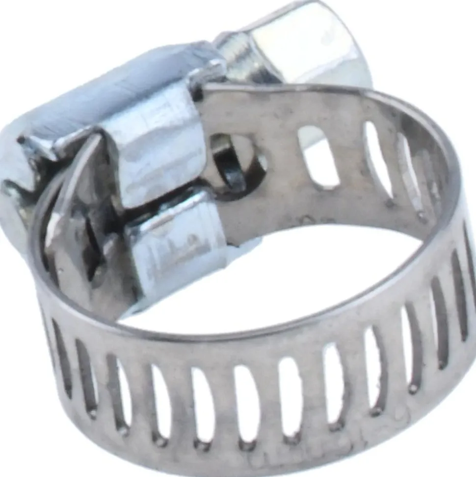 Worm Gear Clamp: Worm Drive, SAE 4, 1/4 to 5/8" Dia, Stainless Steel & Carbon Steel Band