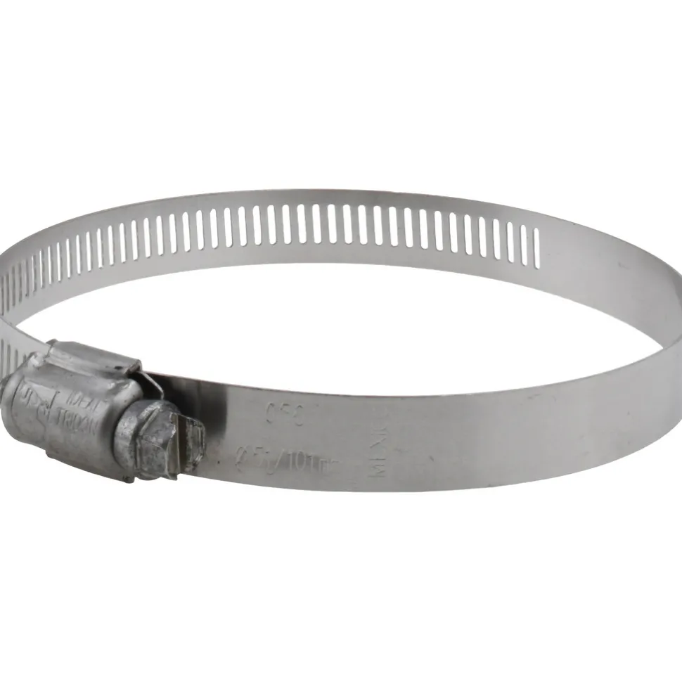 Worm Gear Clamp: Worm Drive, SAE 56, 3-1/16 to 4" Dia, Stainless Steel Band
