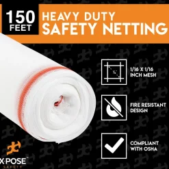 8'6" x 1/16" x 150' Heavy-Duty Fire-Retardant Multi-Purpose Net