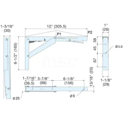 305.5X26X165MM 330LB FOLDING BRACKET W/DAMPER